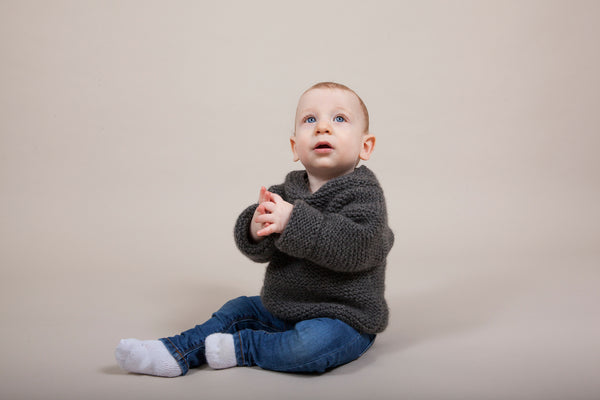 Clinton Hill Cashmere Bespoke Cashmere Yarn Kit- Garter Bebe baby sweater Knitting Kit- Worsted Weight Yarn 