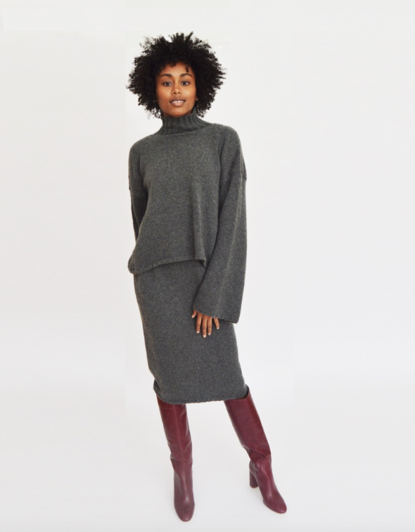 Clinton Hill Cashmere Bespoke Cashmere Pattern kit- The Fall Set Skirt Knitting Kit- DK Weight Yarn 